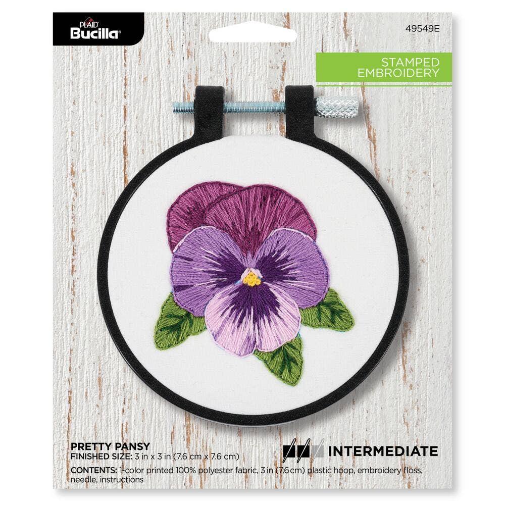 Stamped Embroidery Kit - Pretty Pansy 3"