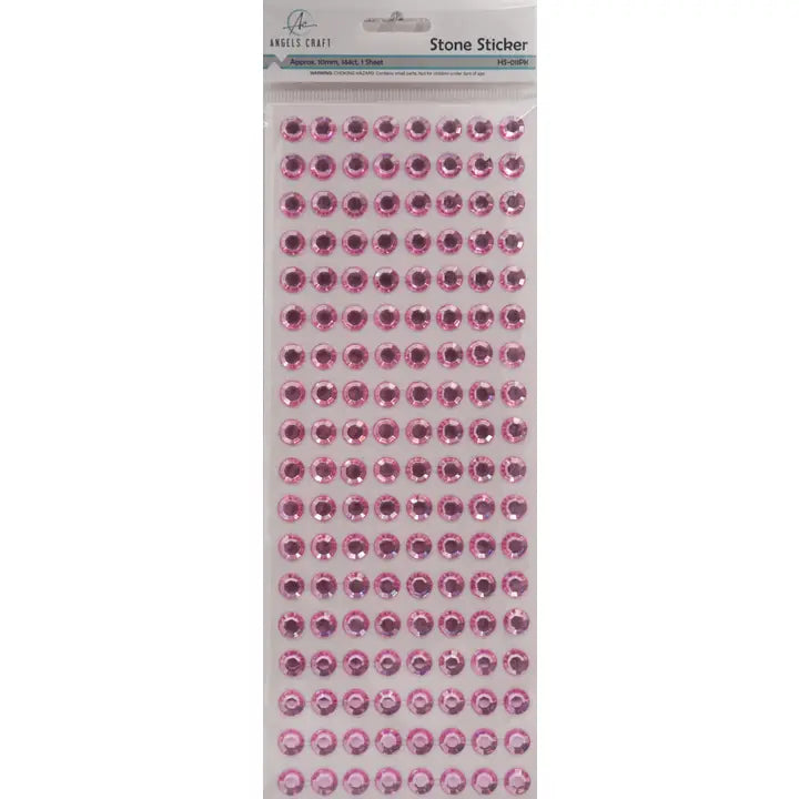Stickers - Sparkle Round Gem Stickers - 10mm Sheet - Pink