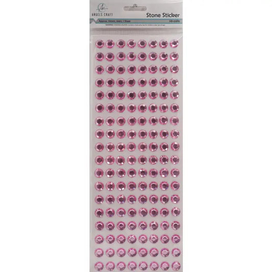 Stickers - Sparkle Round Gem Stickers - 10mm Sheet - Pink