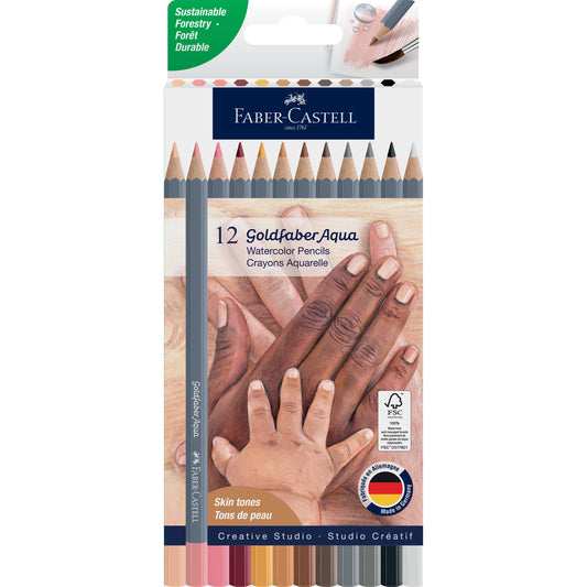 Pencils - Goldfaber Aqua Watercolor Pencils, Box of 12 Skin Tones