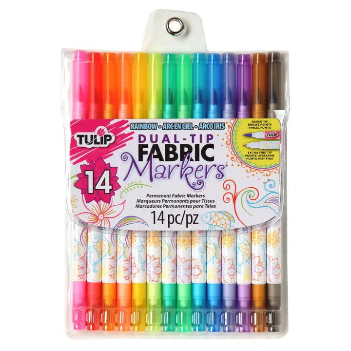 Marker - Dual-Tip Fabric Markers Rainbow 14 Pack