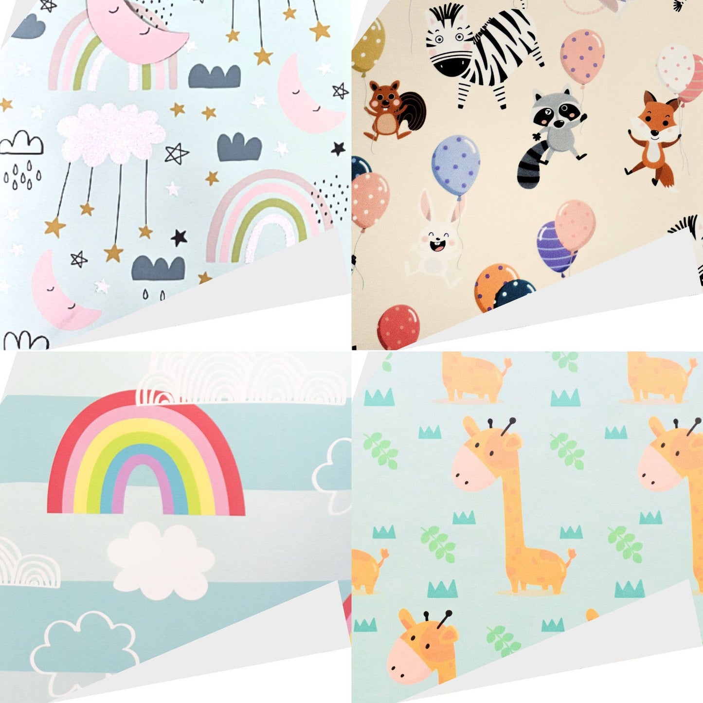 Gift Wrap – Happy Birthday Animal & Unicorn Designs, 48roll: WP-2512 Rainbow & Animals