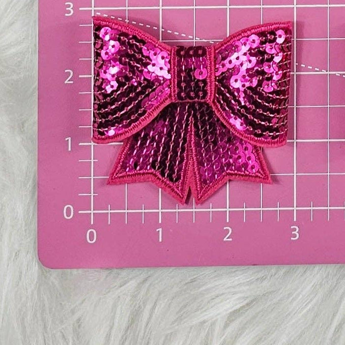 Patch - Small Sequin Bow Iron On Patch: L Blue
