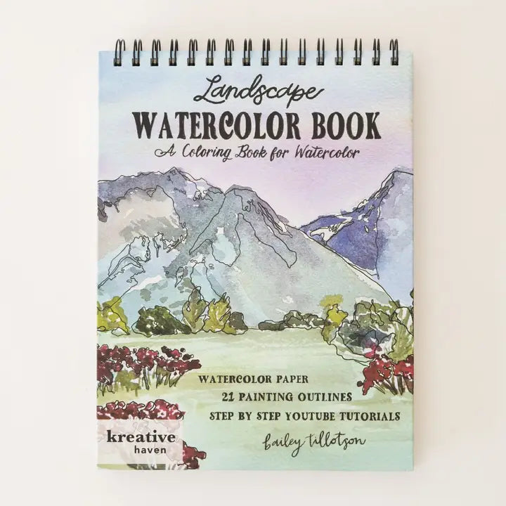 Paper - Landscape Watercoloring Book - Outlines with Video Tutorials