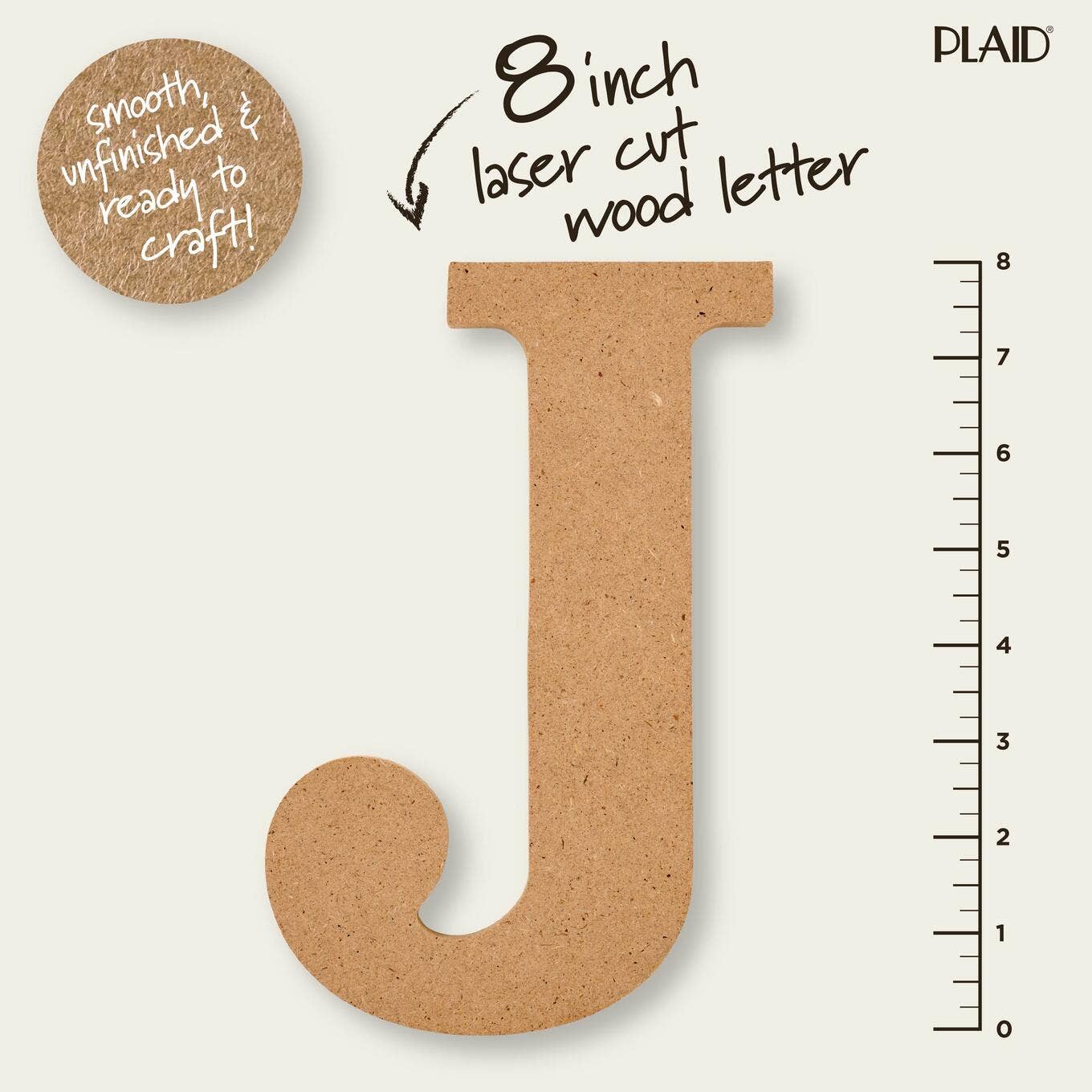Wood - 8 inch MDF Letter - J