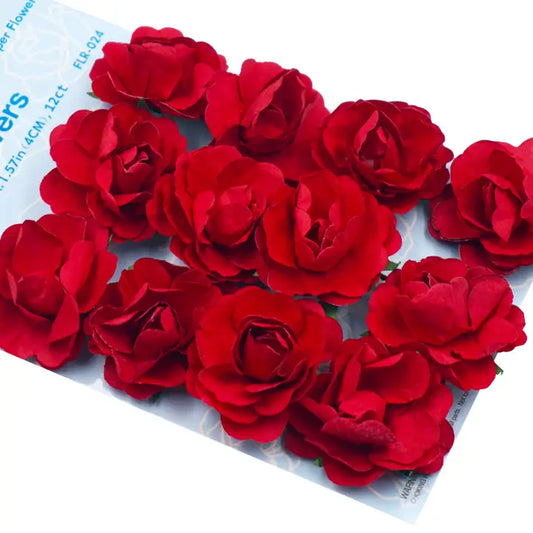 Embellishment - Red Paper Roses with Wire