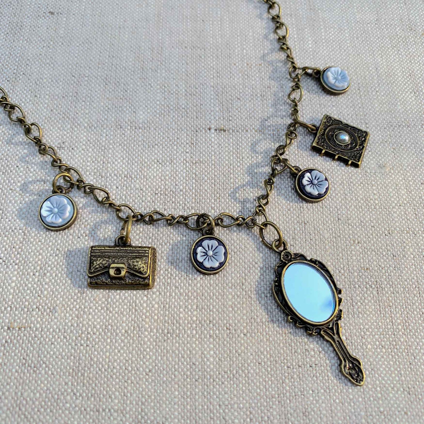 Jewelry - Antique Gold Mirror, Shoe, Purse and Journal 4pc Vintage Charms Set