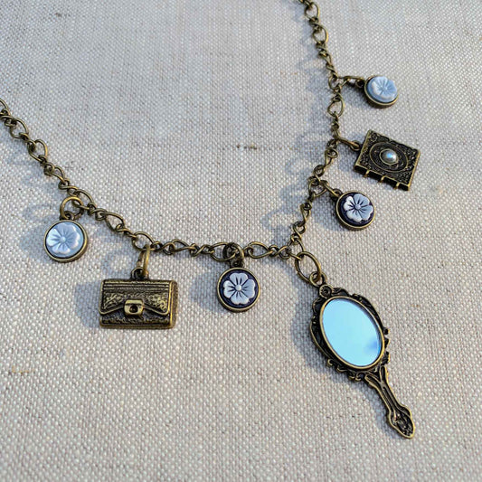 Jewelry - Antique Gold Mirror, Shoe, Purse and Journal 4pc Vintage Charms Set