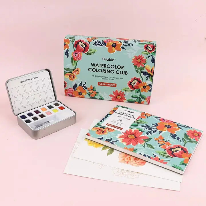Watercolor - Floral-Themed Watercolor Coloring Club Box