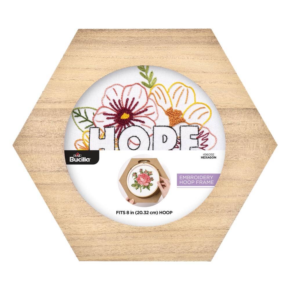 Frame - Wood Embroidery Hoop Frame - 8” Hexagon