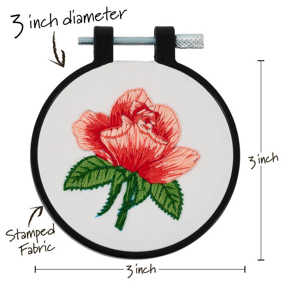 Stamped Embroidery Kit - Blooming Rose 3"