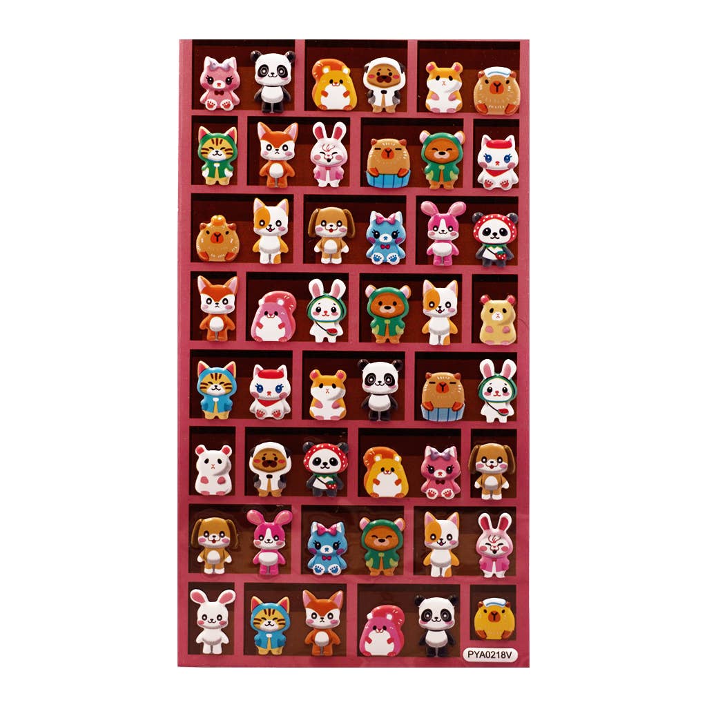 Stickers – Kawaii Animal Puffy Cute Character Mix – 48 pcs