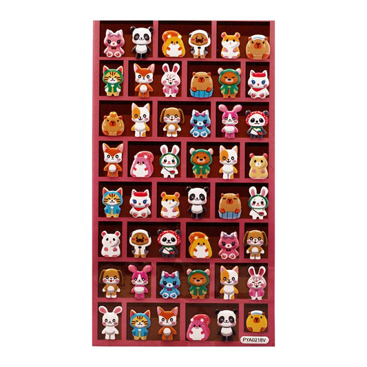 Stickers – Kawaii Animal Puffy Cute Character Mix – 48 pcs
