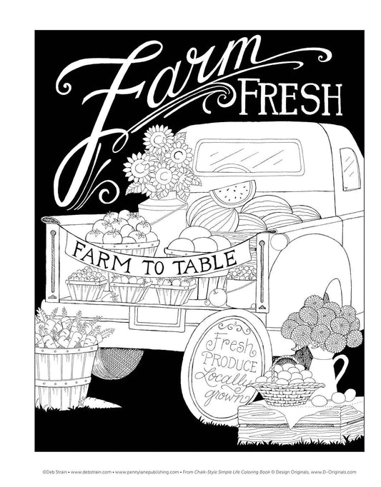 Coloring Book - Chalk-Style Simple Life Coloring Book