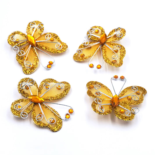 Embellishment - Wire Butterfly Embellishment, 4-ct: Gold