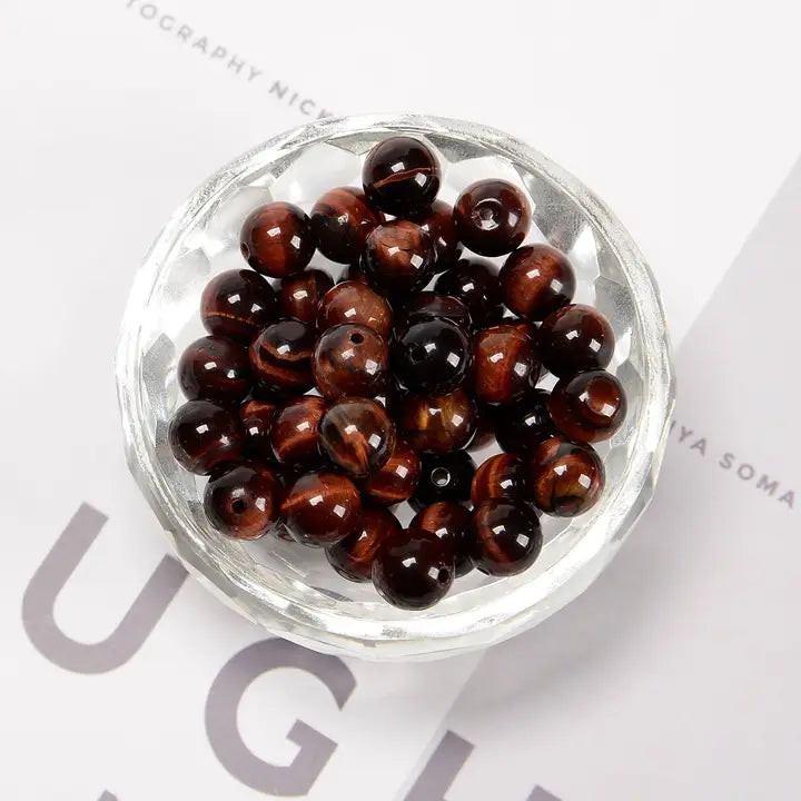 Beads - Red Tiger's Eye Smooth Round Beads 8mm 15.5" Strand