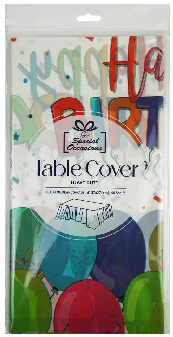 Table Cover - Rectangle Happy Birthday  54x108in (137x274cm)
