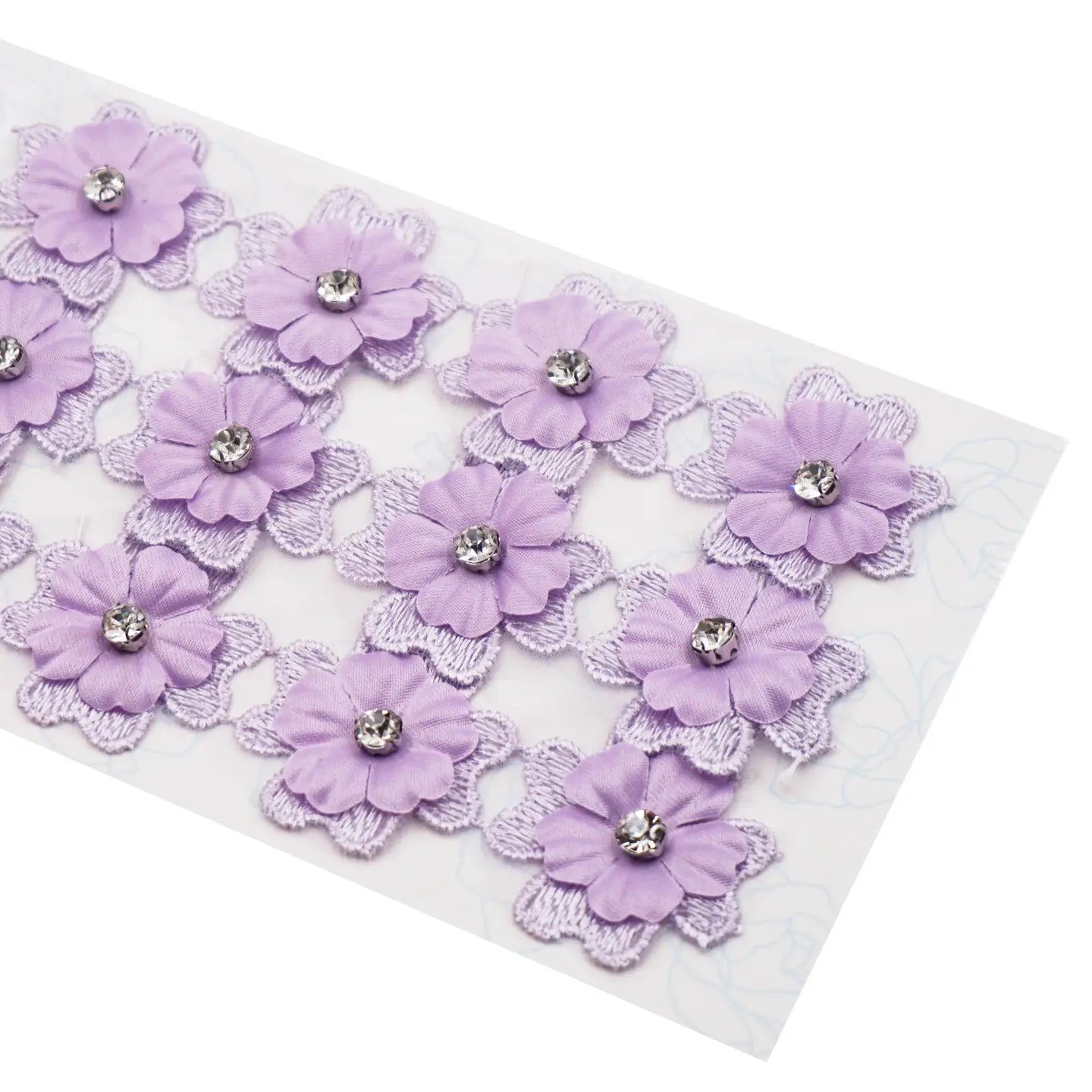 Embellishment - Fabric Flower Patch w/ Stone, 4.5"