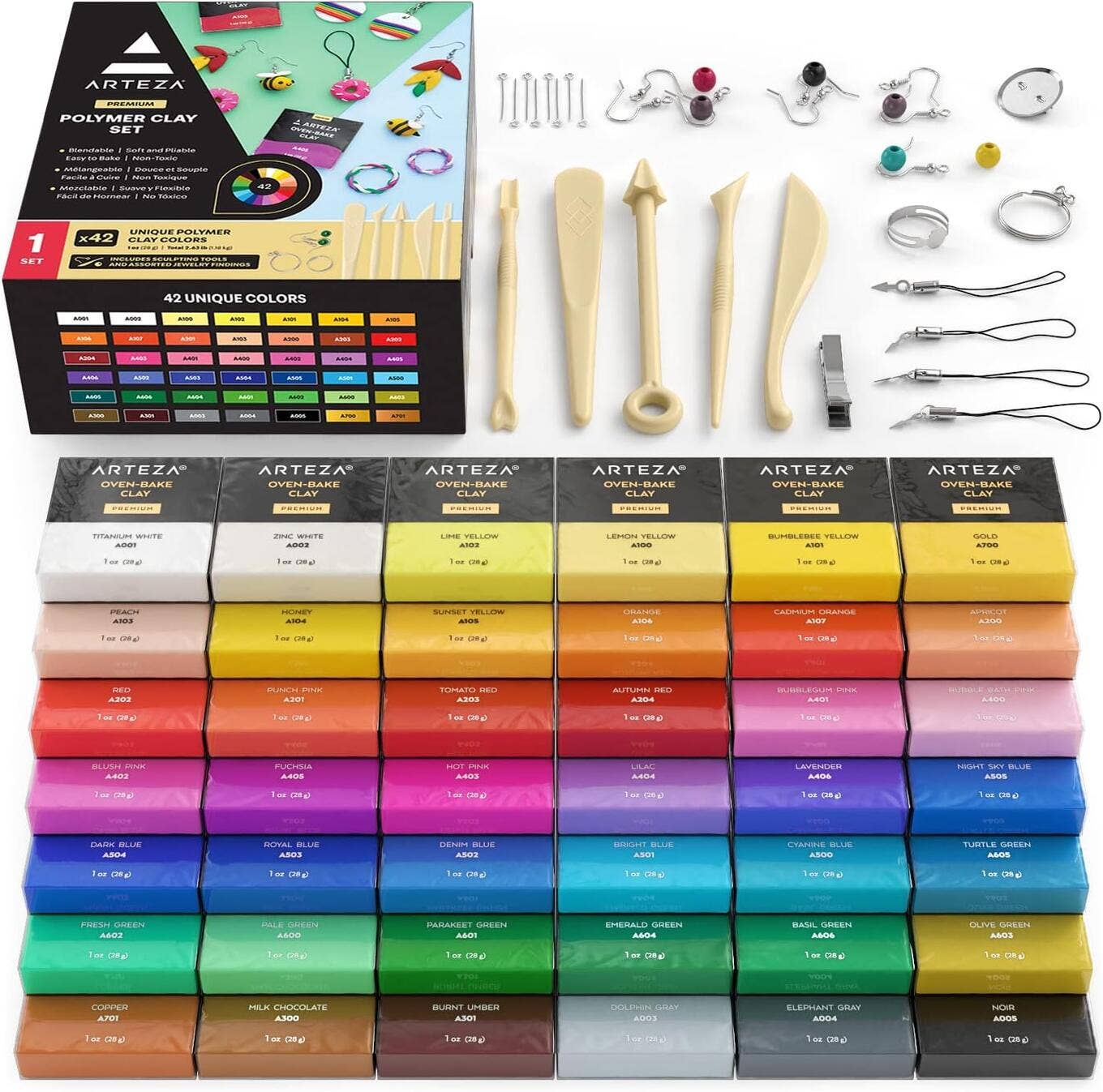 Clay - Arteza® Oven Bake Clay, Tools, & Accessories Set, 42 colors
