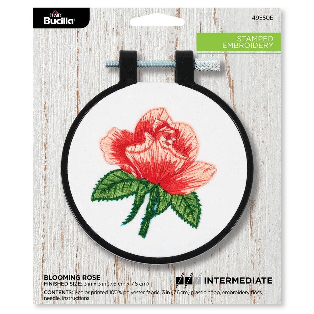 Stamped Embroidery Kit - Blooming Rose 3"