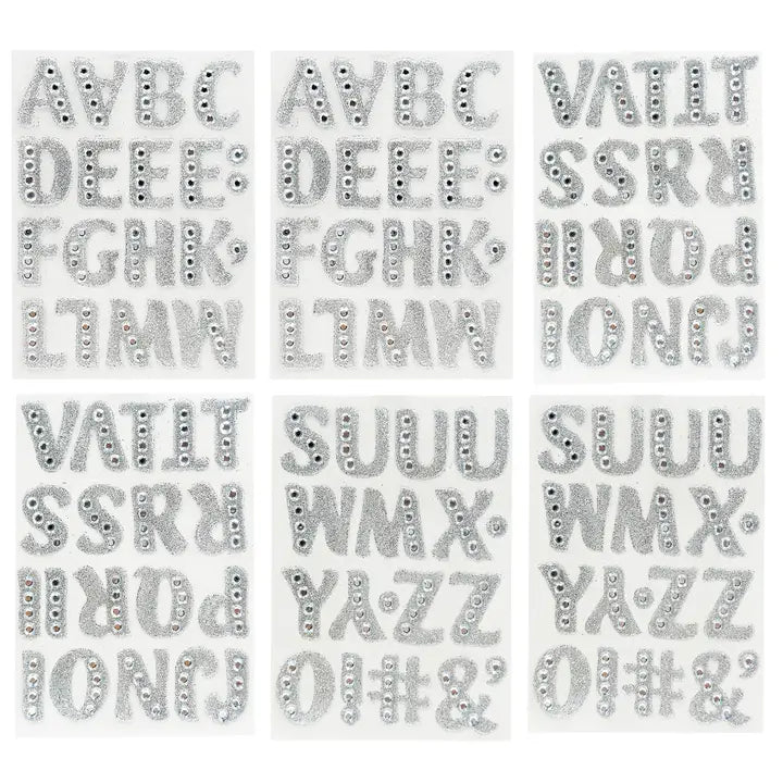 Stickers - Glitter Rhinestone Letters, 4sheets, 1.26in(3.2cm), 72ct