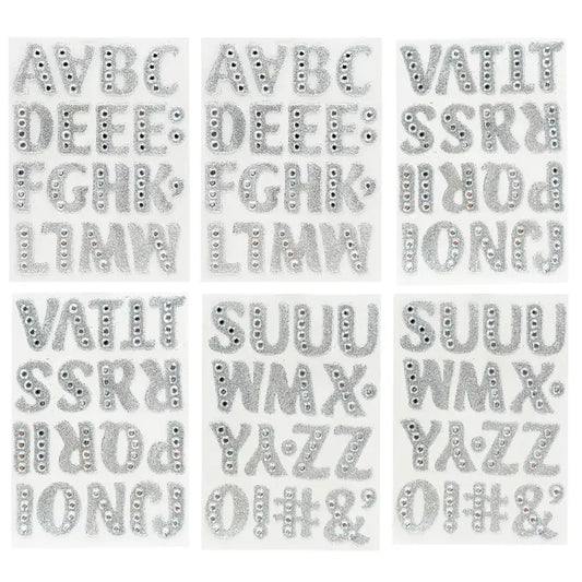Stickers - Glitter Rhinestone Letters, 4sheets, 1.26in(3.2cm), 72ct