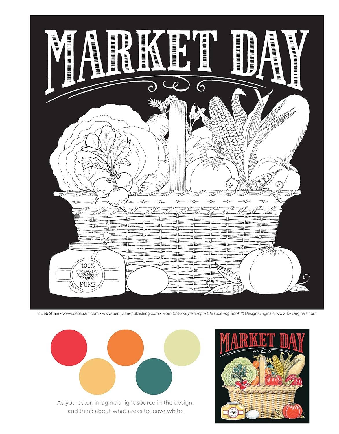 Coloring Book - Chalk-Style Simple Life Coloring Book