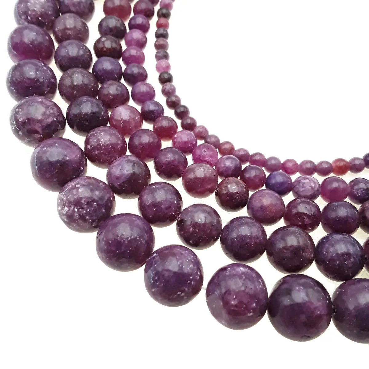 Beads - Dark Lepidolite Smooth Round Beads 8mm Approx 15.5" Strand
