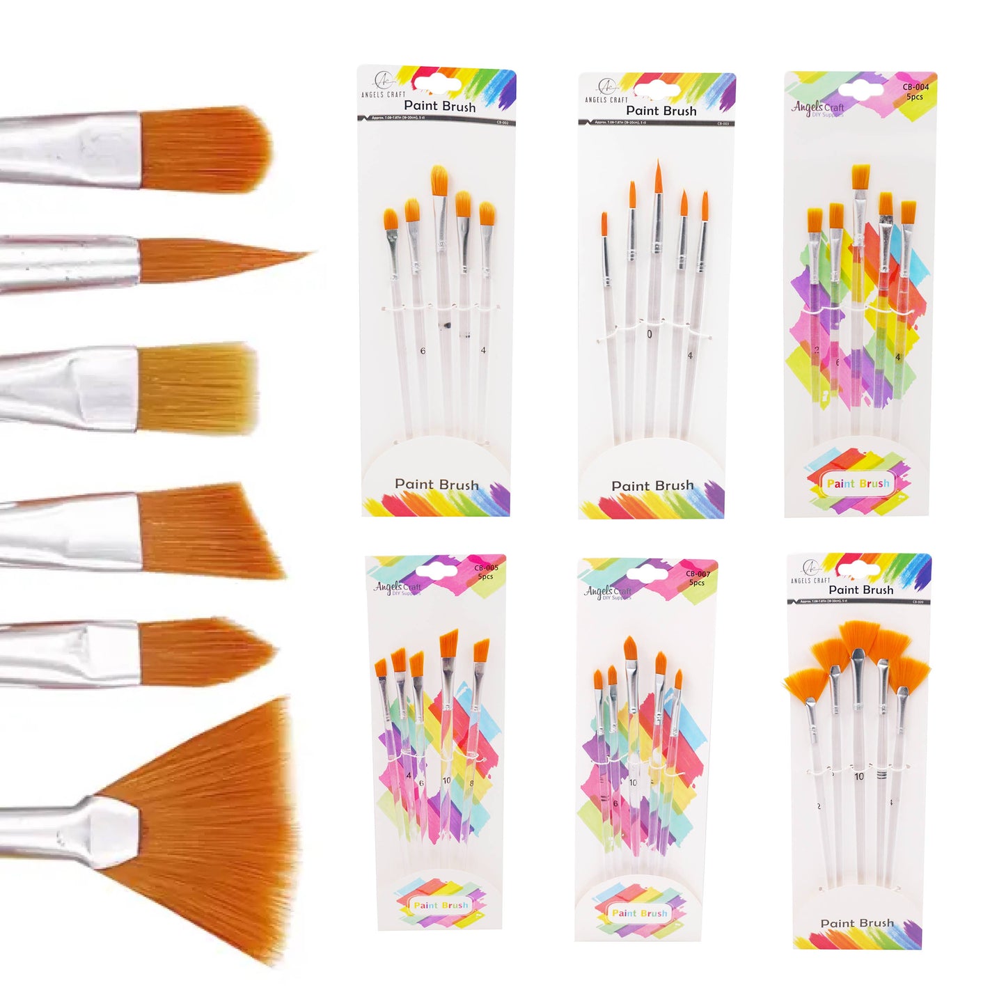 Paint Brush - Set, 5 Brushes Filbert
