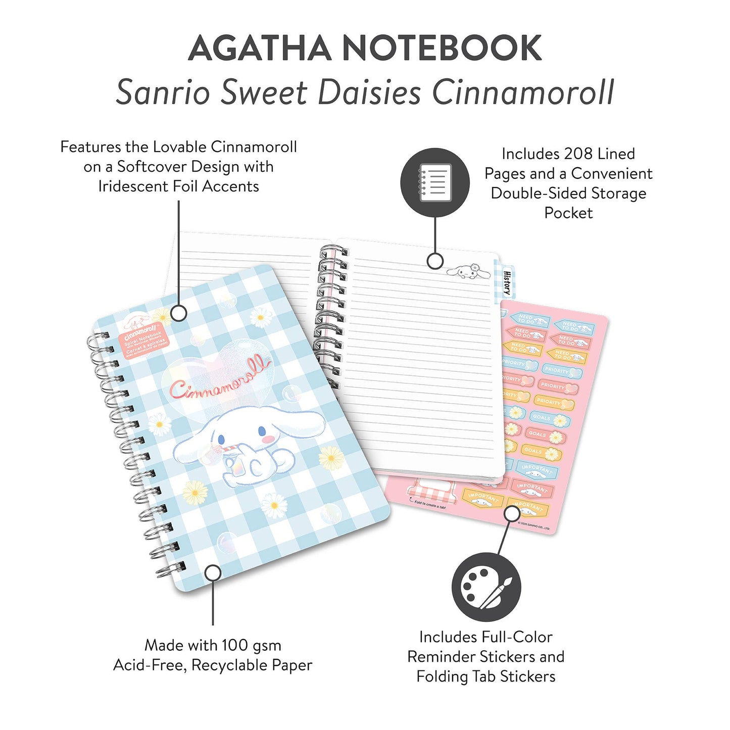 Notebook - Sanrio Sweet Daisies Cinnamoroll™ Agatha Lined Notebook