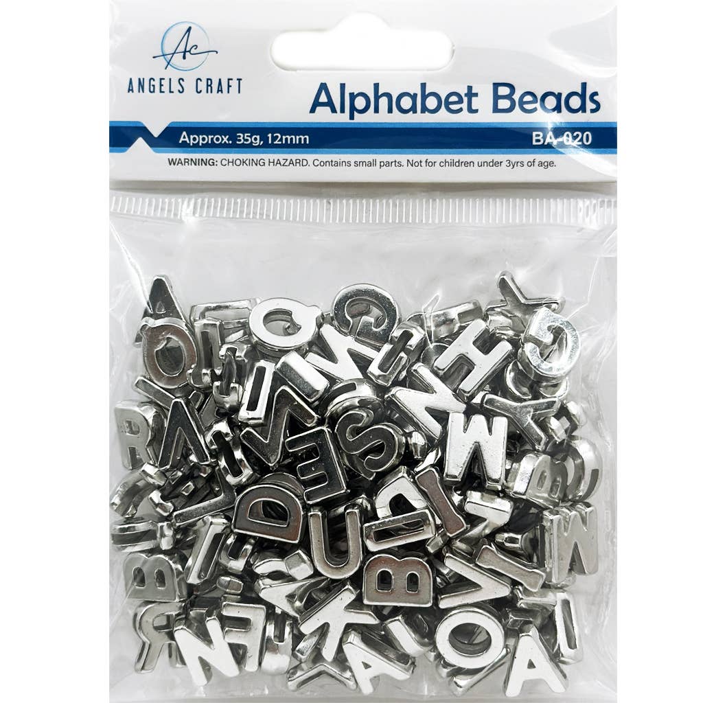 Jewlery - Acrylic Alphabet Silver Beads for DIY jewelry making