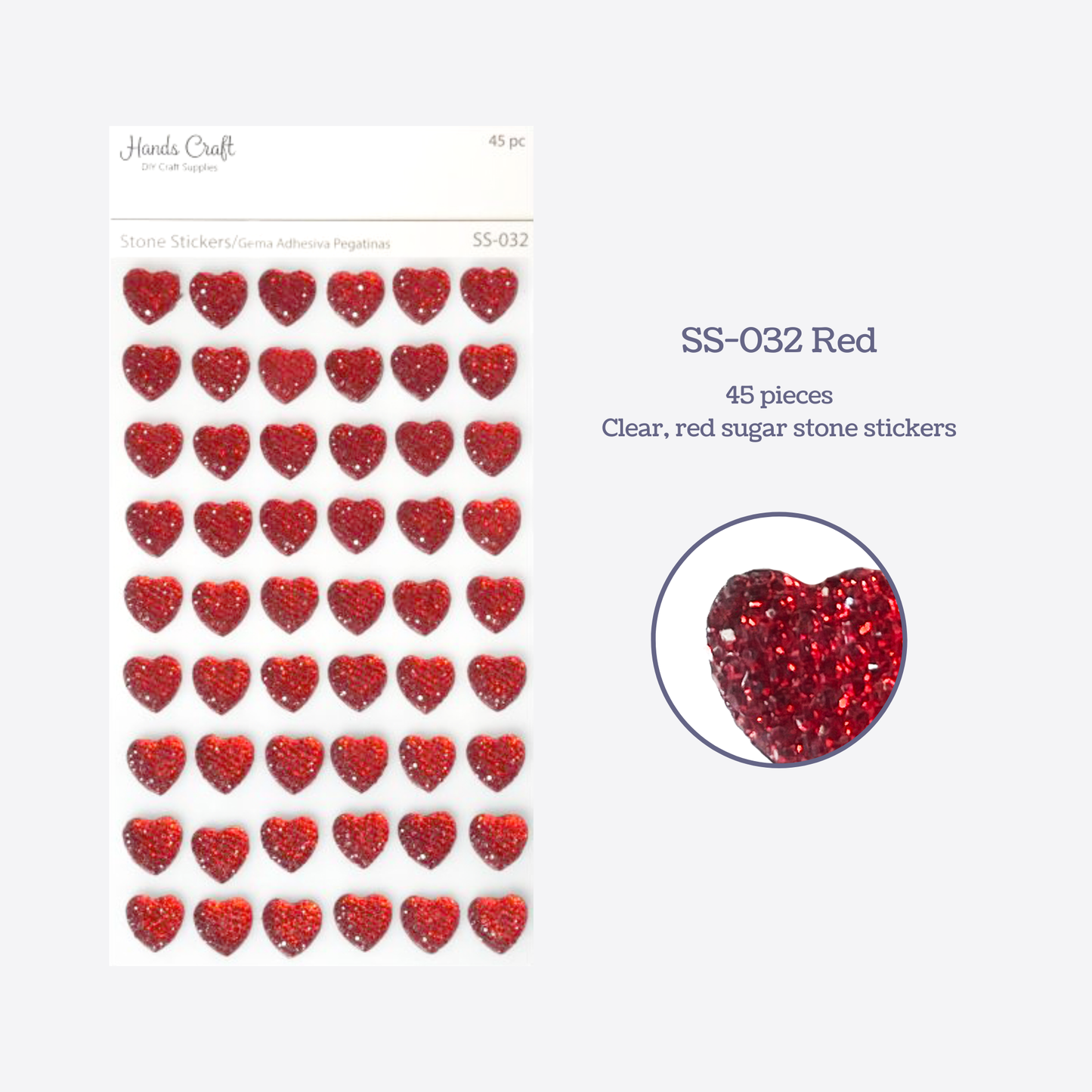 Stickers - Heart-shaped Rhinestone Sticker Red Heart