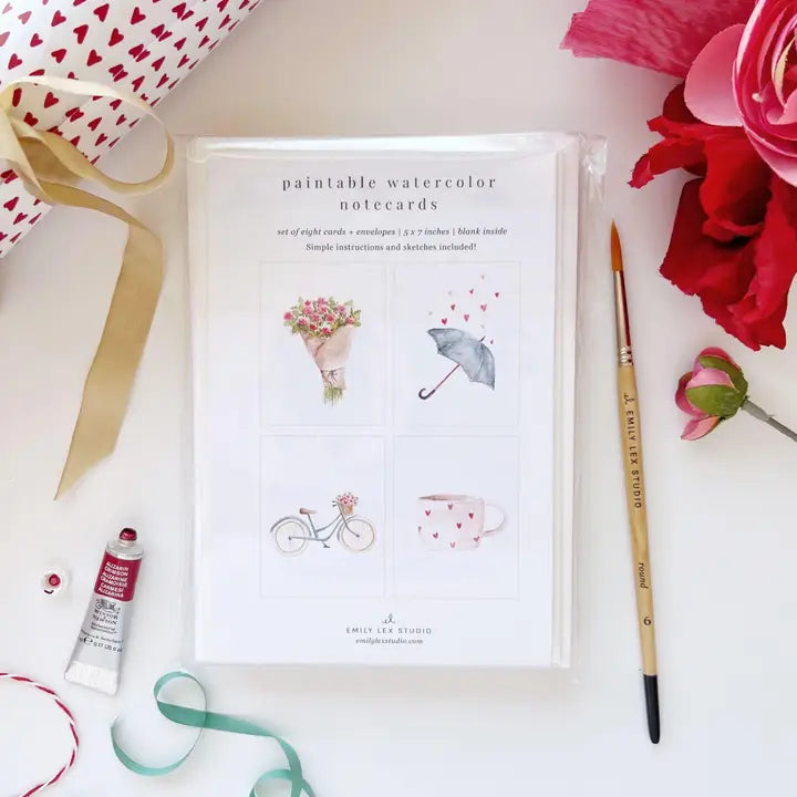 Notecards - Love Sweet Love Paintable Watercolor Notecard Set