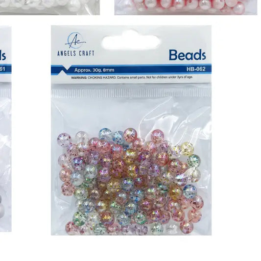 Beads – Acrylic Assorted Clear with Glitter Colors