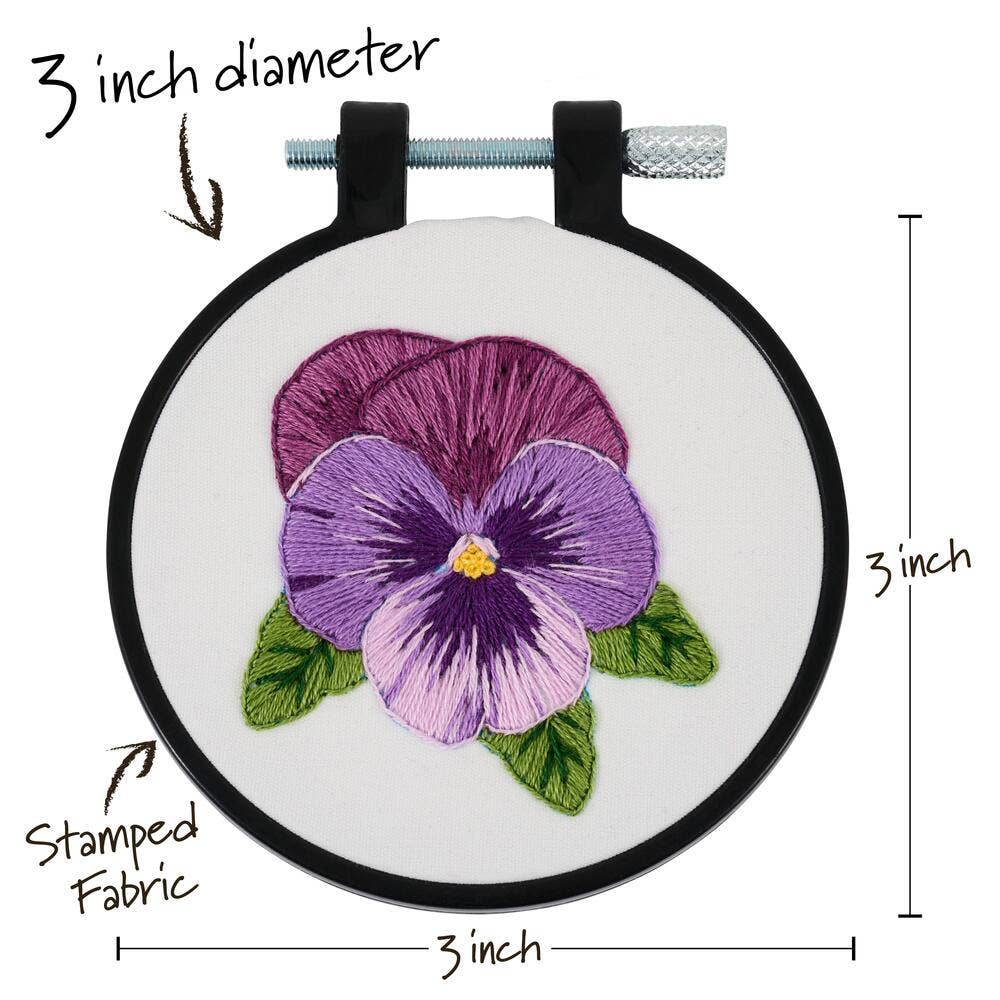 Stamped Embroidery Kit - Pretty Pansy 3"