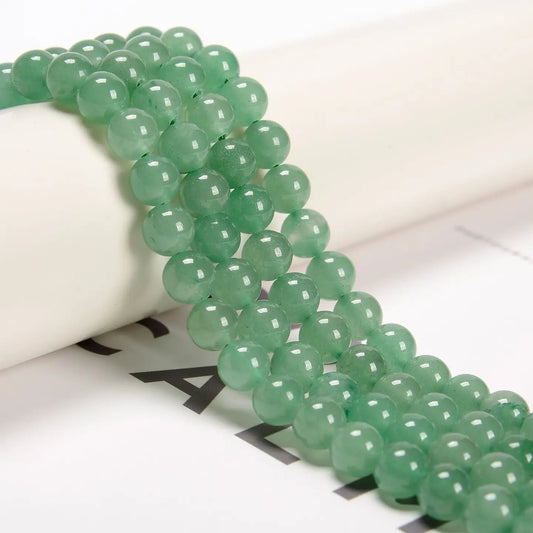 Beads - Green Aventurine Smooth Round Beads 8mm 15.5" Strand