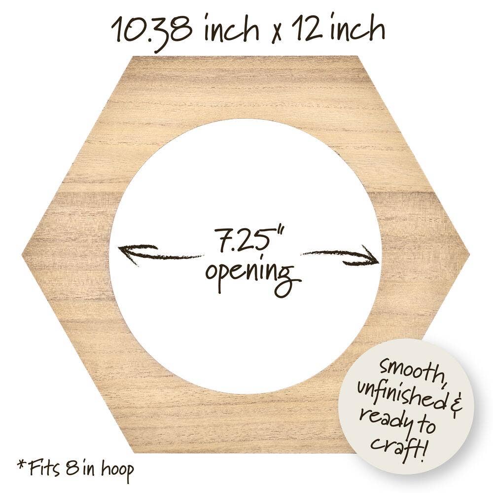 Frame - Wood Embroidery Hoop Frame - 8” Hexagon