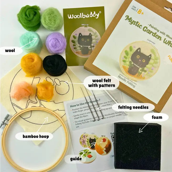 Felting - Wool Painting Kit: Mystic Garden Whiskers Cat