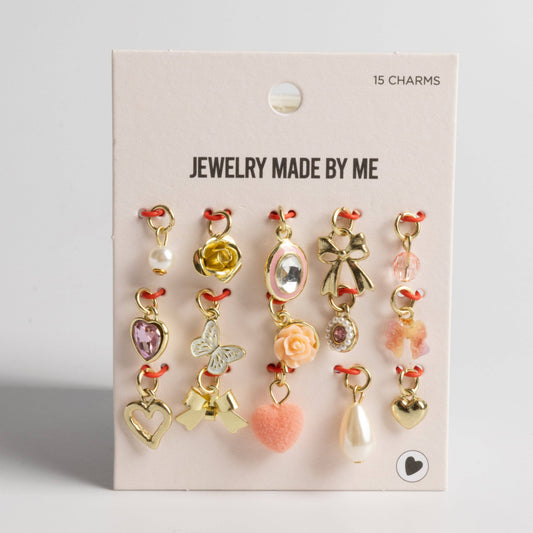 Jewelry - Pretty Little Things Charm Set Pink & Pearl Girlie Charm Set of 15 Coquette Charms