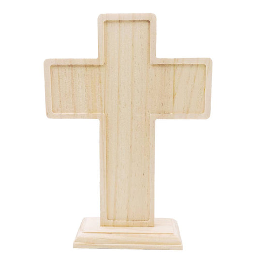 Wood - Stand Wooden Cross 6" x21cm