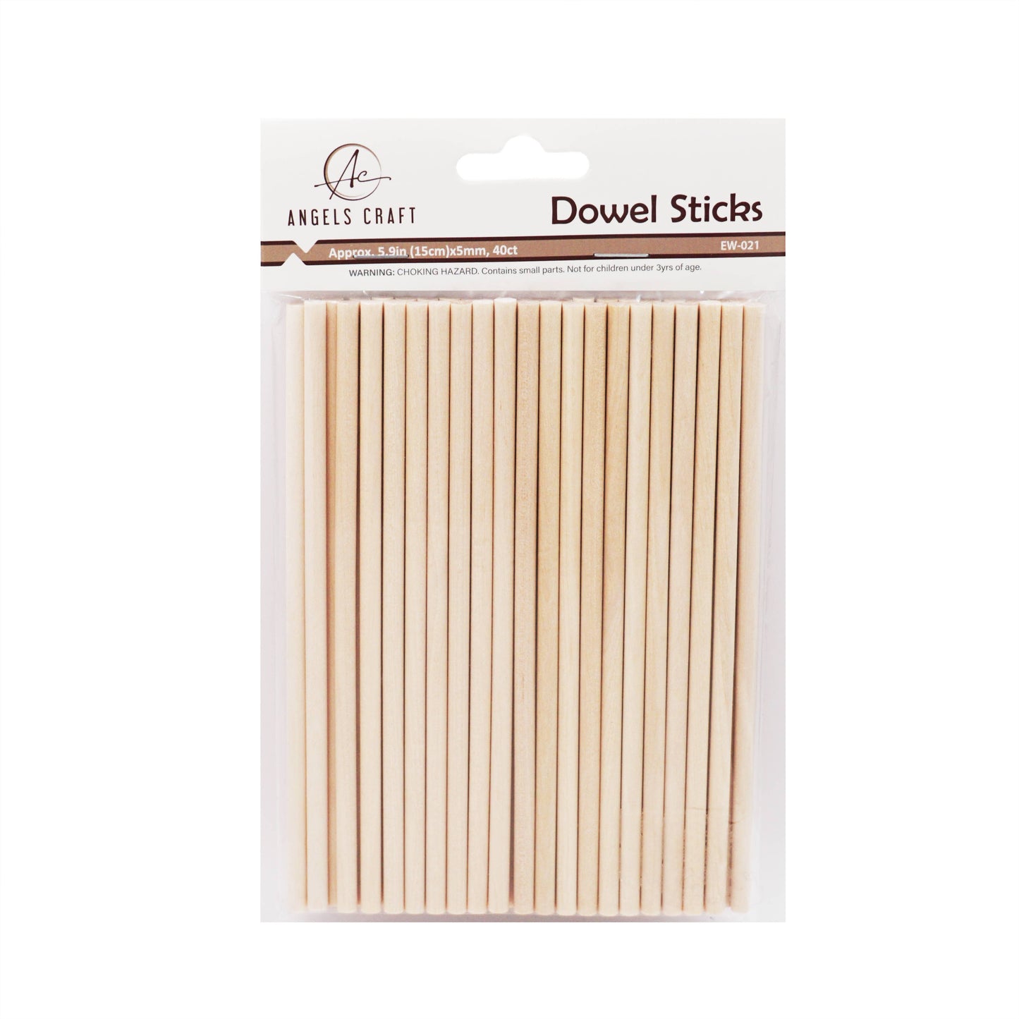 Wood - Round Wooden Dowel, 5mm x 5.9in. 40-ct