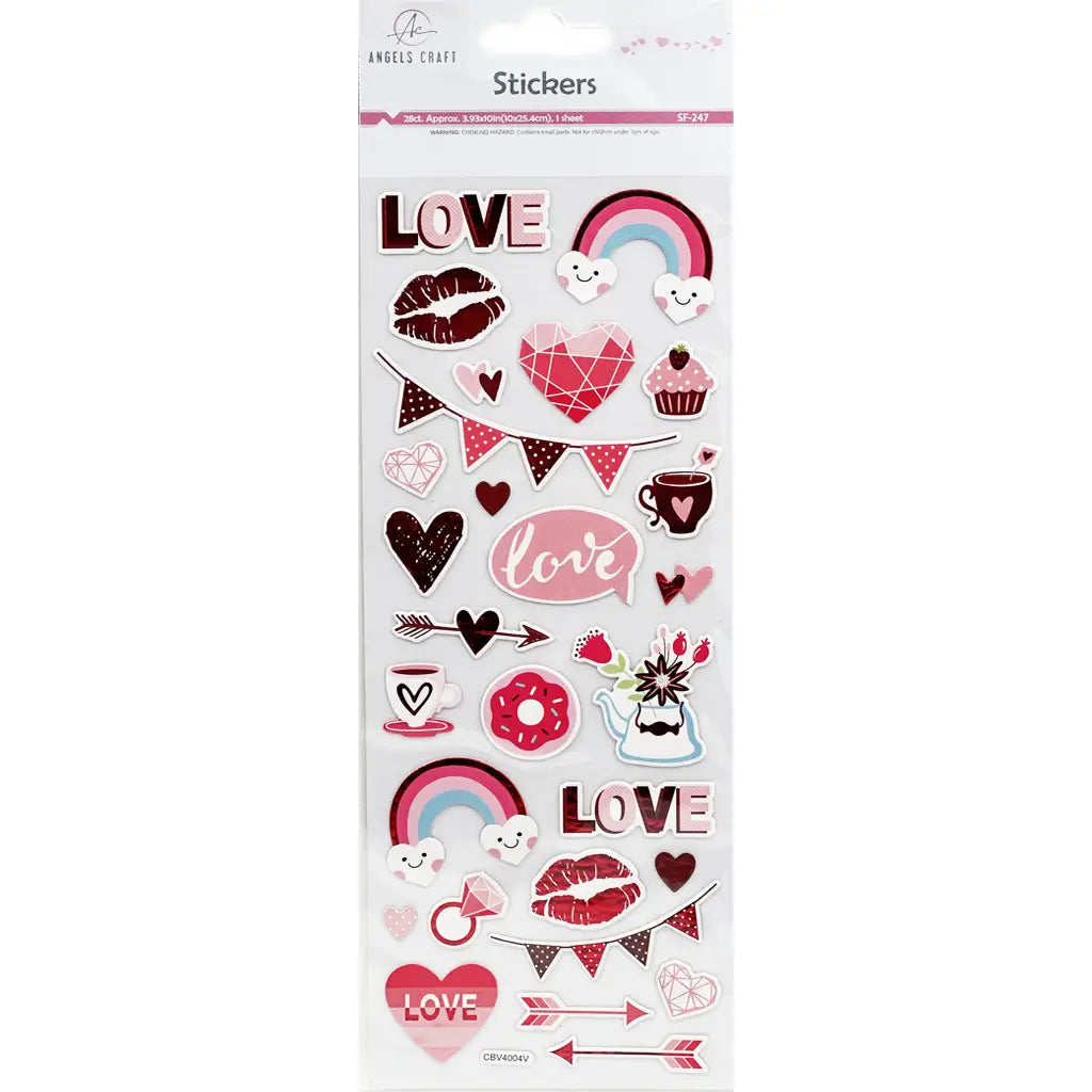 Stickers - Valentine Stickers – Love Hearts & Rainbow Icons – 28 Pcs