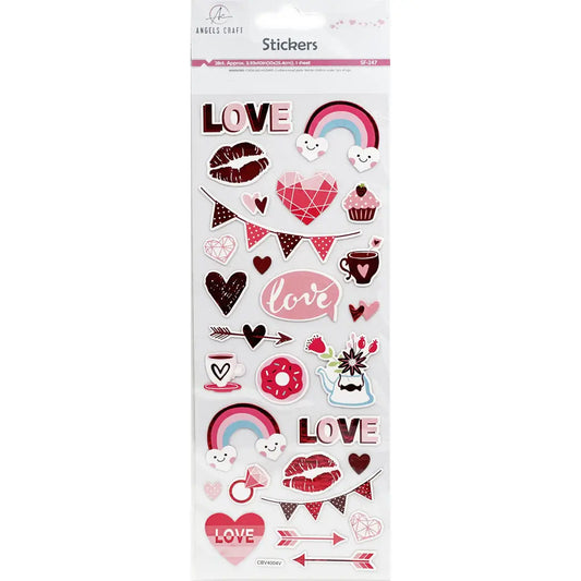 Stickers - Valentine Stickers – Love Hearts & Rainbow Icons – 28 Pcs