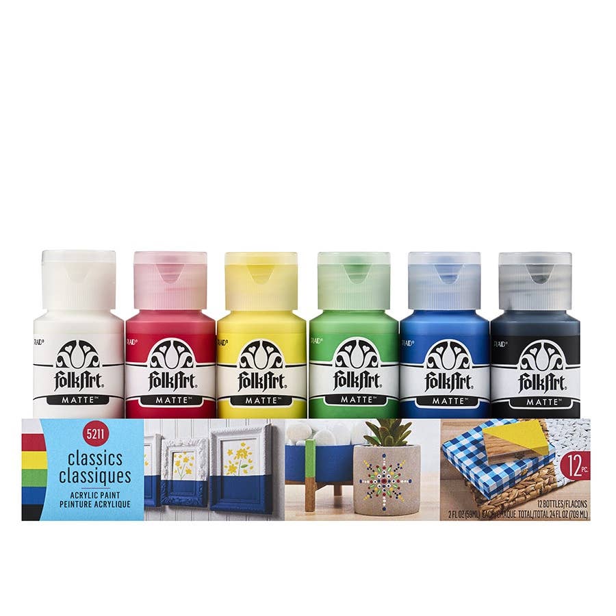 Paint - Matte - FolkArt Acrylic Value Paint Set - Classics, 6 Colors