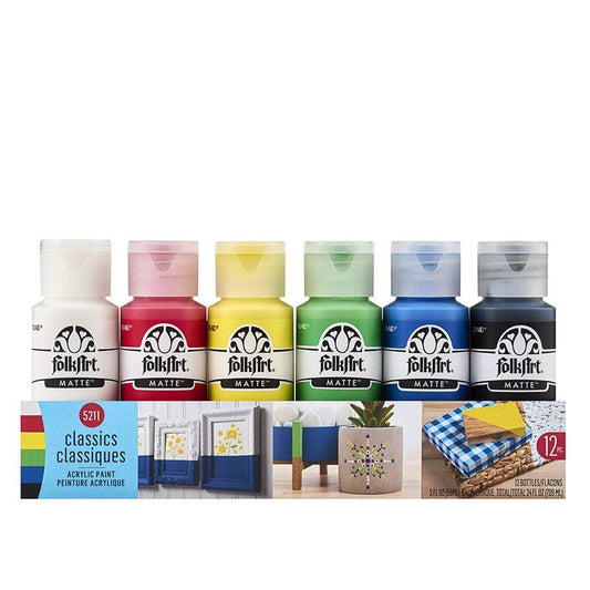 Paint - Matte - FolkArt Acrylic Value Paint Set - Classics, 6 Colors