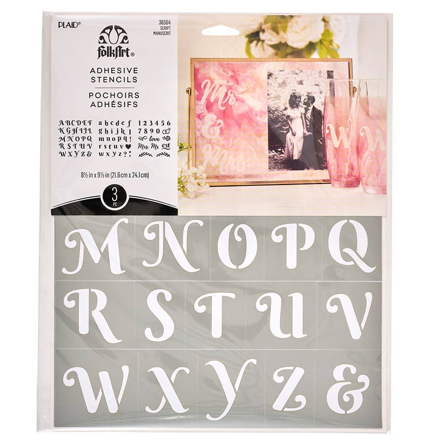 Stencils - Script Adhesive 3-Piece