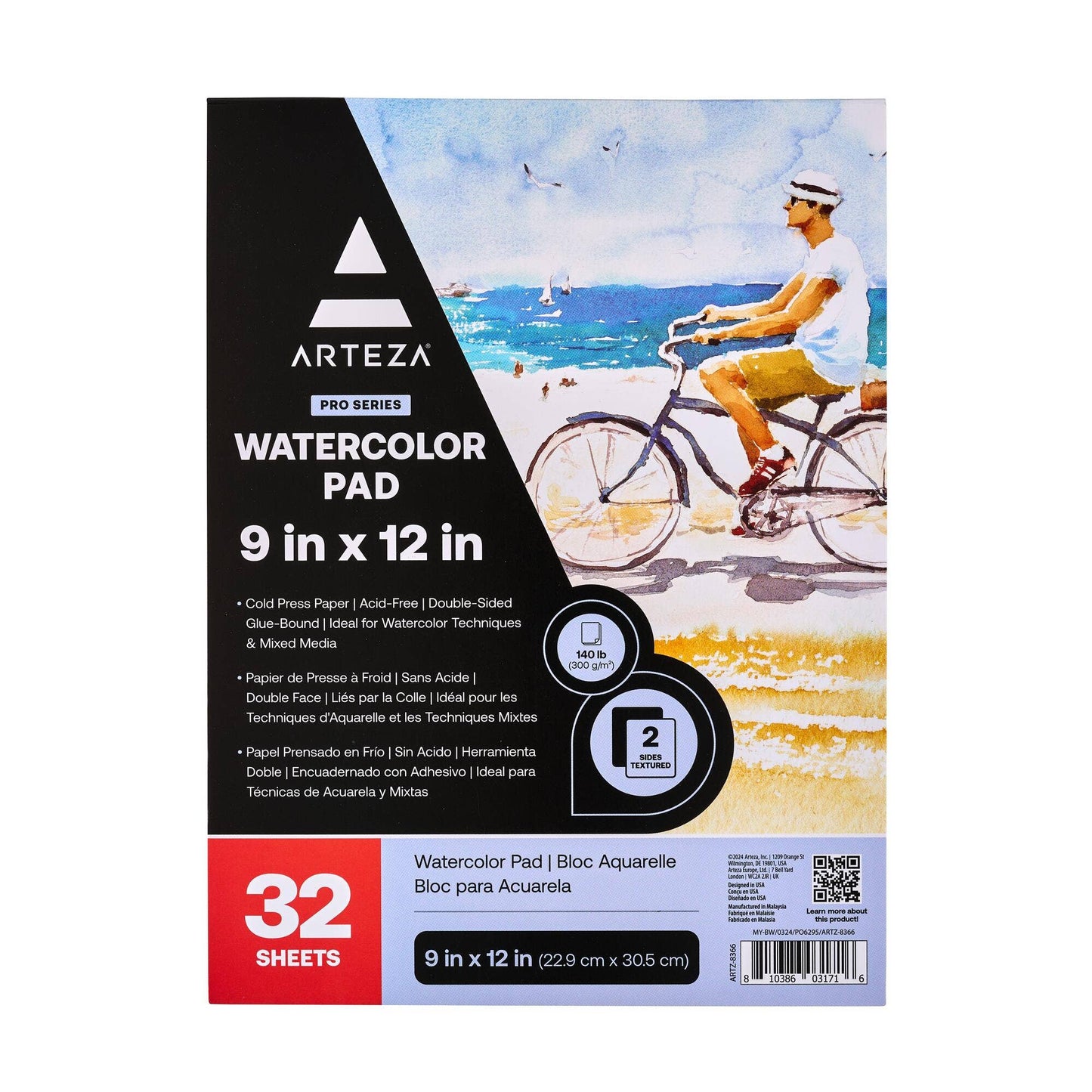 Paper Pad - Arteza® Expert Watercolor Pad, 9" x 12", 32 Sheets
