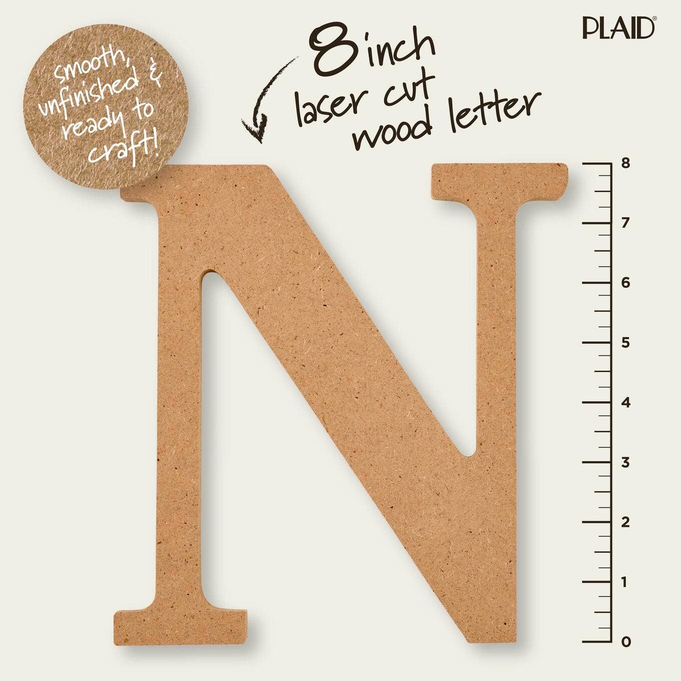Wood - 8 inch MDF Letter - N
