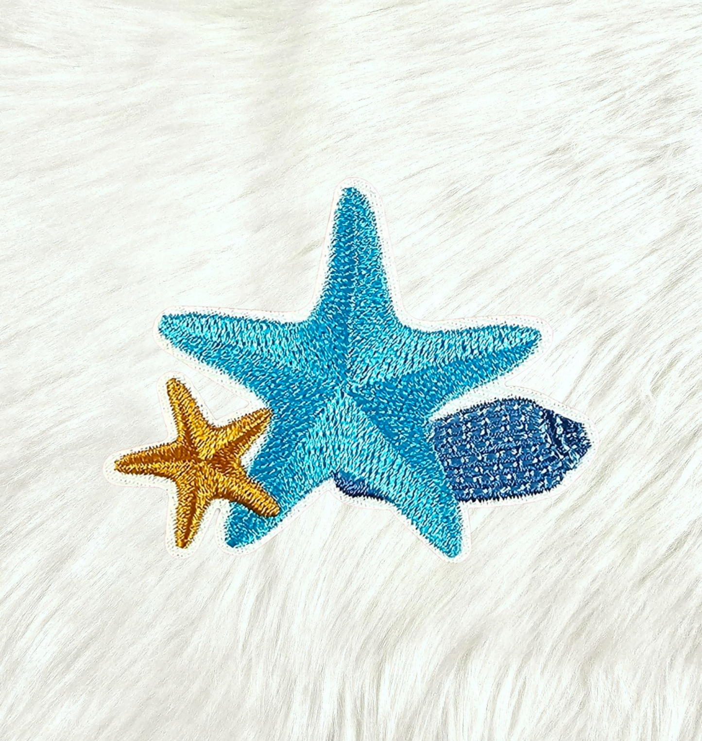 Patch - Starfish and Seashell Nautical Coastal Embroidery Iron On Patch