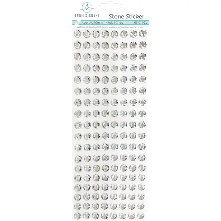 Stickers - Sparkle Round Gem Stickers - 10mm Sheet - Clear